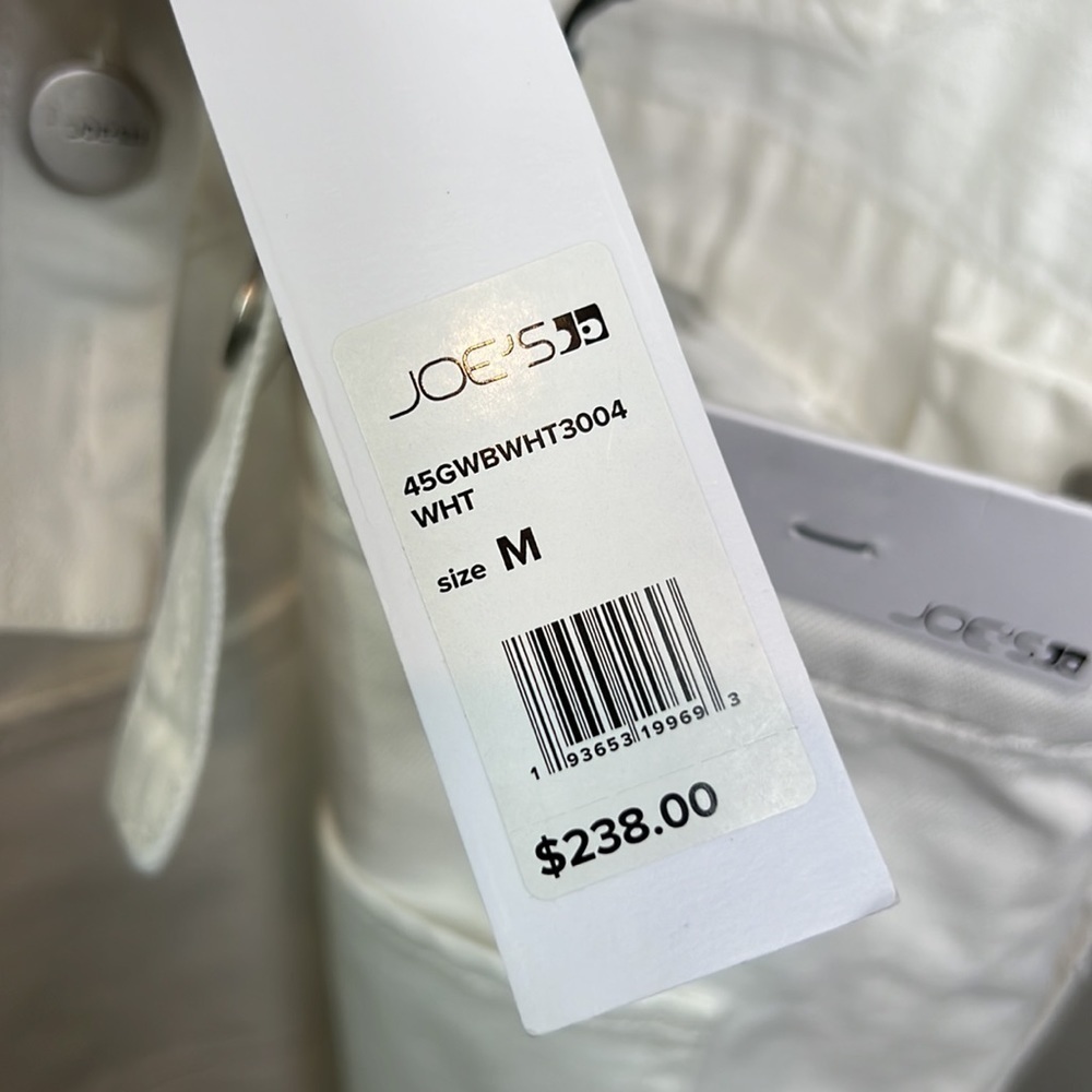 NWT Joe’s Jeans Overalls White Medium Raw Hem Straight Leg 100% Cotton Denim - Picture 10 of 13